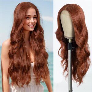 Wig 28-Inch Lace Front Wig Synthetic Auburnt
